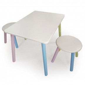 Детский комплект стол и два табурета круглых  (Белый, Белый, Цветной) в Первоуральске - pervouralsk.mebel-74.com | фото