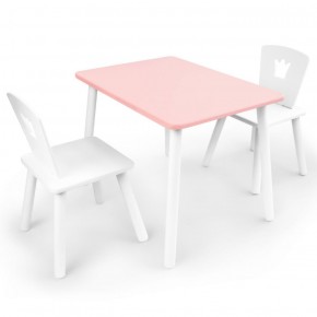 Комплект детской мебели стол и два стула Корона  (Розовый/Белый/Белый) в Первоуральске - pervouralsk.mebel-74.com | фото