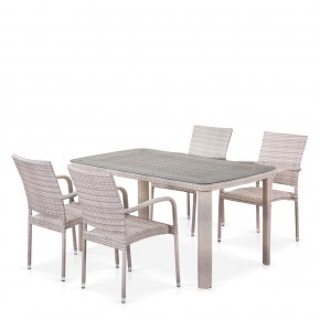 Комплект плетеной мебели T256C/Y376C-W85 Latte (4+1) + подушки на стульях в Первоуральске - pervouralsk.mebel-74.com | фото