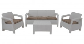 Комплект уличной мебели Yalta Premium Terrace Triple Set (Ялта) белый (+подушки под спину) в Первоуральске - pervouralsk.mebel-74.com | фото
