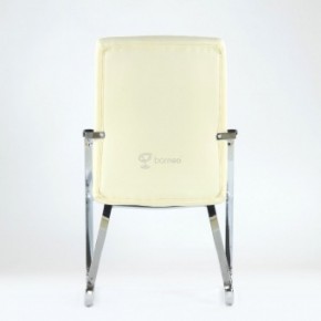 Кресло Barneo K-25 для посетителей и переговорных (хром, бежевая экокожа) в Первоуральске - pervouralsk.mebel-74.com | фото