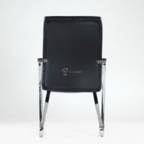 Кресло Barneo K-25 для посетителей и переговорных (хром, черная экокожа) в Первоуральске - pervouralsk.mebel-74.com | фото