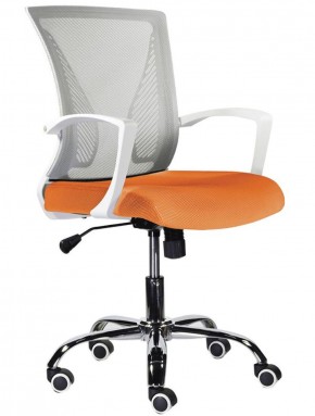 Кресло BRABIX "Wings MG-306", пластик белый, хром, сетка, серое/оранжевое, 532011 в Первоуральске - pervouralsk.mebel-74.com | фото