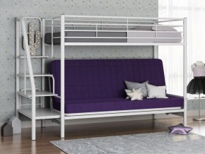 Кровать двухъярусная с диваном "Мадлен-3" (Белый/Фиолетовы) в Первоуральске - pervouralsk.mebel-74.com | фото