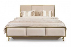 Кровать Lara 1600 с мягким изголовьем + основание (бежевый глянец) в Первоуральске - pervouralsk.mebel-74.com | фото