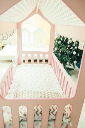 Кровать-домик без ящика 800*1600 (Розовый) в Первоуральске - pervouralsk.mebel-74.com | фото