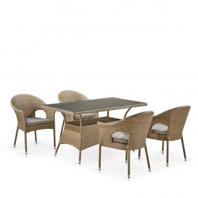 Обеденный комплект плетеной мебели T198B/Y79B-W56 Light Brown (4+1) в Первоуральске - pervouralsk.mebel-74.com | фото