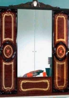 Шкаф 4-х дверный с зеркалами (01.144) Роза (могано) в Первоуральске - pervouralsk.mebel-74.com | фото