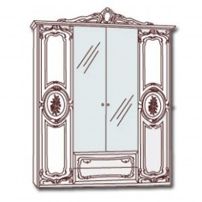 Шкаф 4-х дверный с зеркалами (01.144) Роза (могано) в Первоуральске - pervouralsk.mebel-74.com | фото