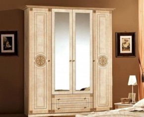 Шкаф 4-х дверный с зеркалами (02.144) Рома (беж) в Первоуральске - pervouralsk.mebel-74.com | фото