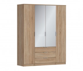 Шкаф 4х дверный с зеркалами Николь СБ-2595/1 (Дуб Сонома) в Первоуральске - pervouralsk.mebel-74.com | фото