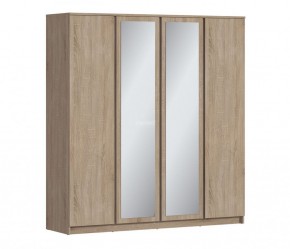 Шкаф 4х дверный с зеркалами Веста СБ-3082 (Дуб Сонома) в Первоуральске - pervouralsk.mebel-74.com | фото