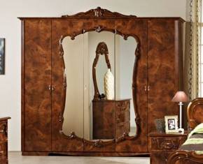 Шкаф 5-и дверный с зеркалами (20.145) Тициана (орех) в Первоуральске - pervouralsk.mebel-74.com | фото