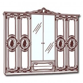 Шкаф 6-и дверный с зеркалами (01.146) Роза (могано) в Первоуральске - pervouralsk.mebel-74.com | фото