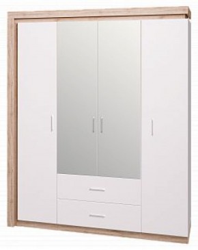 Шкаф для одежды с ящиками 4-х створчатый с зеркалом Люмен 16 в Первоуральске - pervouralsk.mebel-74.com | фото
