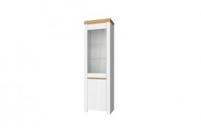 Шкаф с витриной  1V1D, TAURUS, цвет белый/дуб вотан в Первоуральске - pervouralsk.mebel-74.com | фото