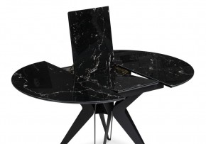 Стол стеклянный Рикла 110(150)х110х76 черный мрамор / черный в Первоуральске - pervouralsk.mebel-74.com | фото